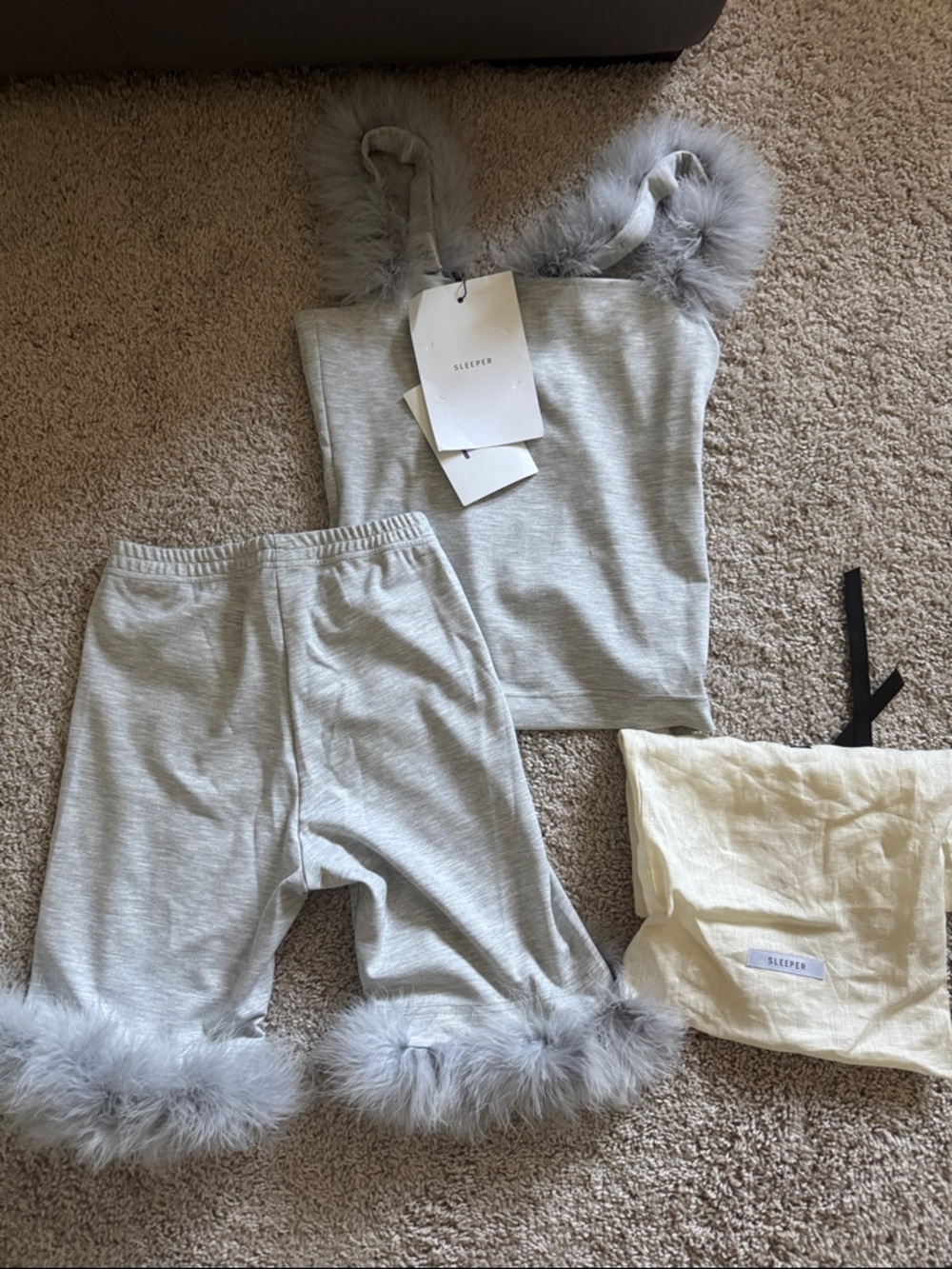 Sleeper luxury feather trim pajamas